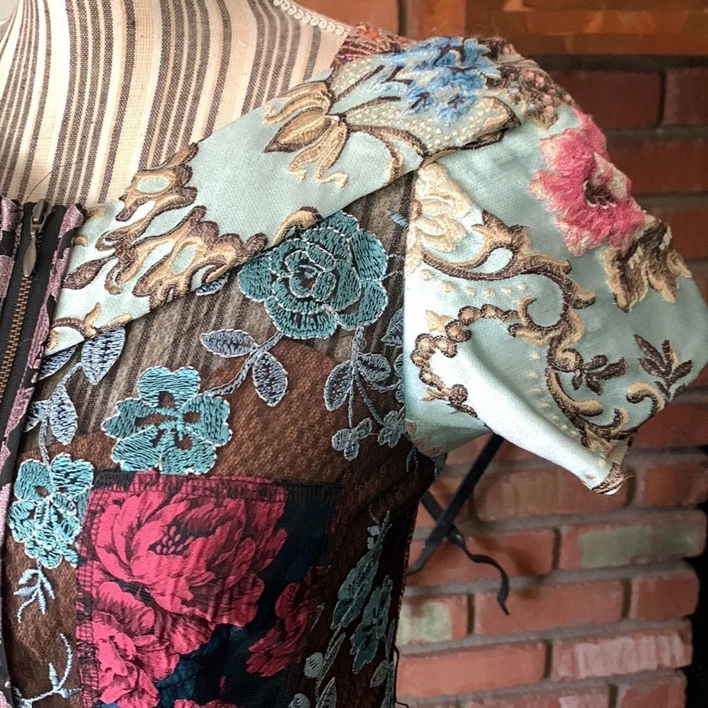 Anthropologie Byron Lars “Beguile” Pieced Brocade Dress Embroidered Floral Sz 2P - Picture 8 of 16